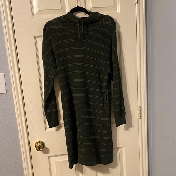 Aventura Green Striped Turtleneck Sweater Dress - Picture 1 of 7